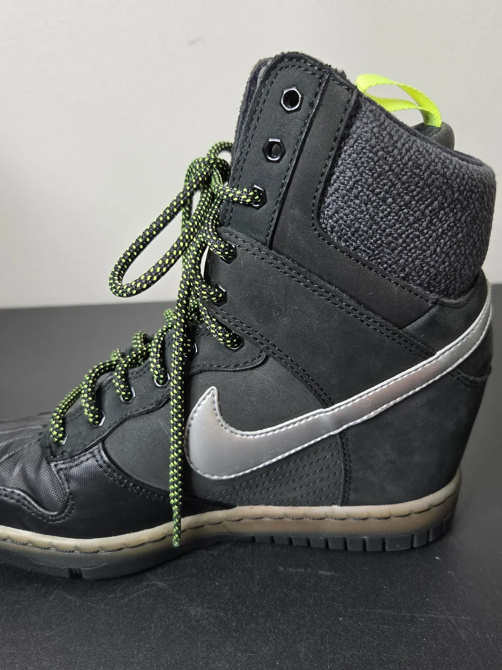 Nike Dunk Sky Hi Sneakerboot Wedge Sneakers Speckled Neon Laces